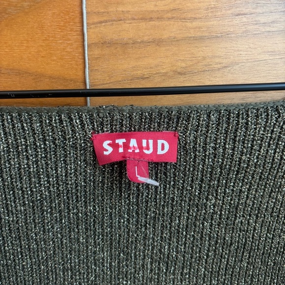 STAUD Cerro Long Sleeve Metallic Knit Sweater Top, Size L - Picture 5 of 12